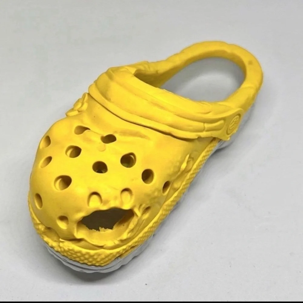 Natural Rubber Dog Chew Toy Slipper‎ | Yellow Treat Dispenser | 5x2 in